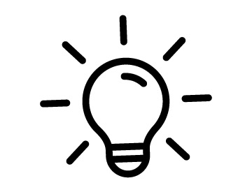 Line illustration of a lightbulb
