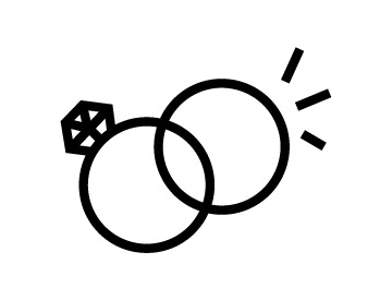 Line illustration of a set of wedding rings