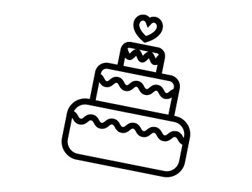 Line illustration of a wedding cake